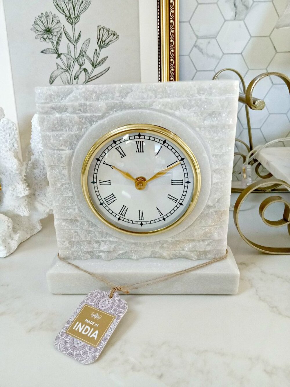 NEW! EXQUISITE NATURAL QUARTZ STONE CLOCK Oh MY!